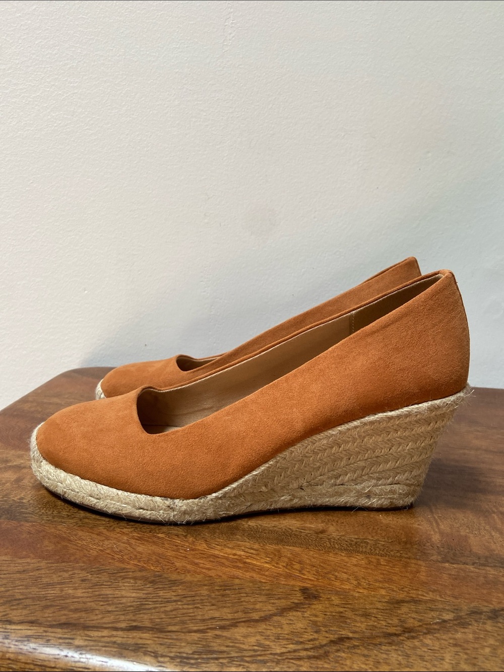 J. Crew Seville Suede Espadrille Wedge Pumps - Cognac Brown - Picture 2 of 9